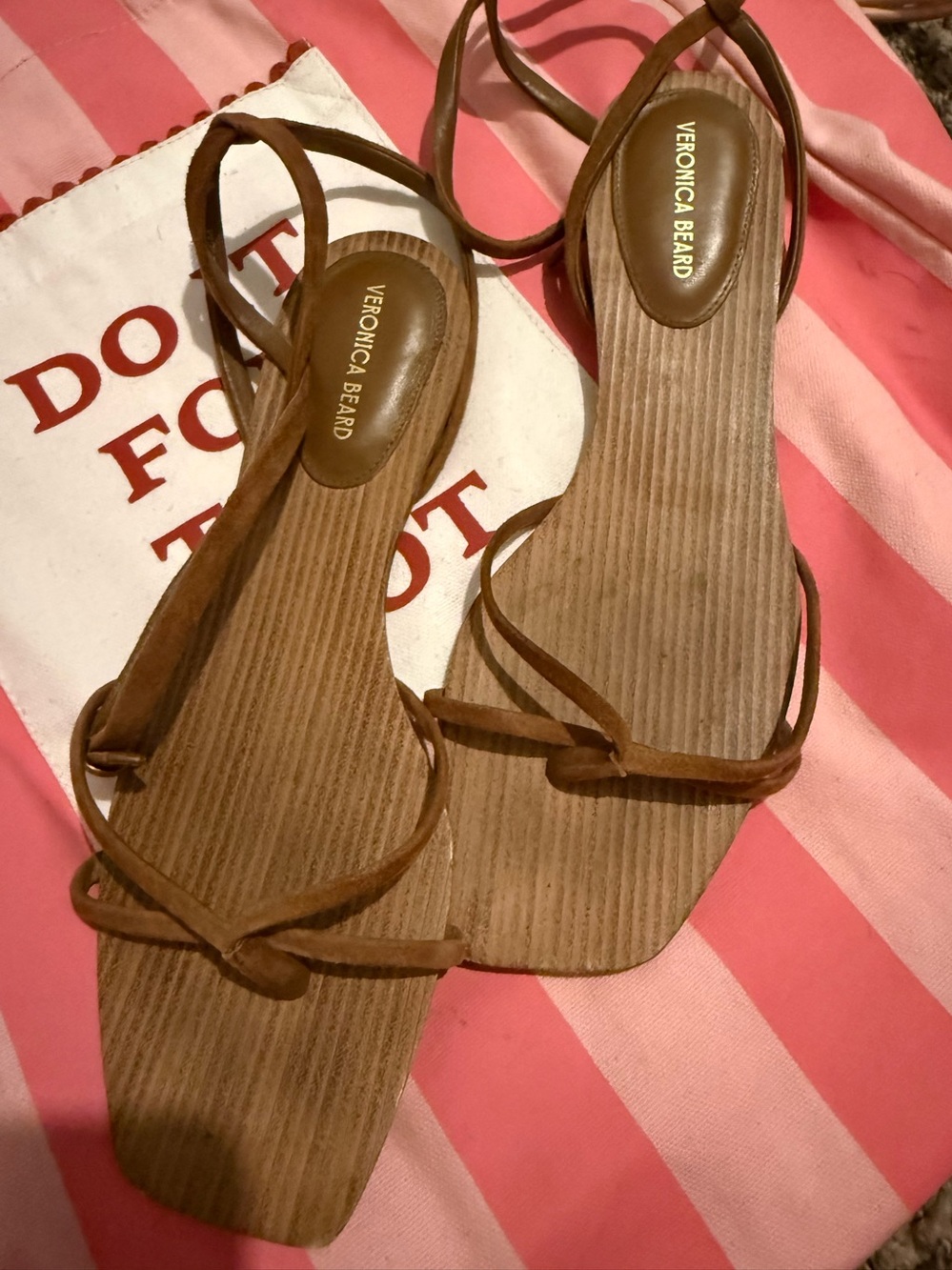 Veronica Beard Brown Strappy Flat Sandals